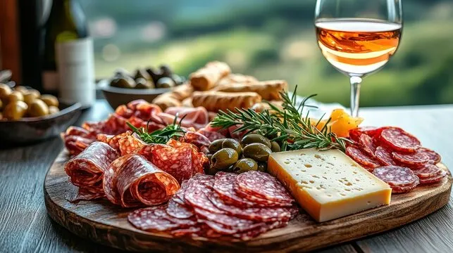 Prodotti freschi come pomodori su un tavolo di legno
